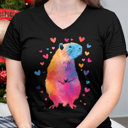 Cute Capybara Shirt, Funny Capybara Unisex T-Shirt/Hoodie/Sweatshirt HLT00 - Colorful Capybara Hearts Long Sleeve T-Shirt
