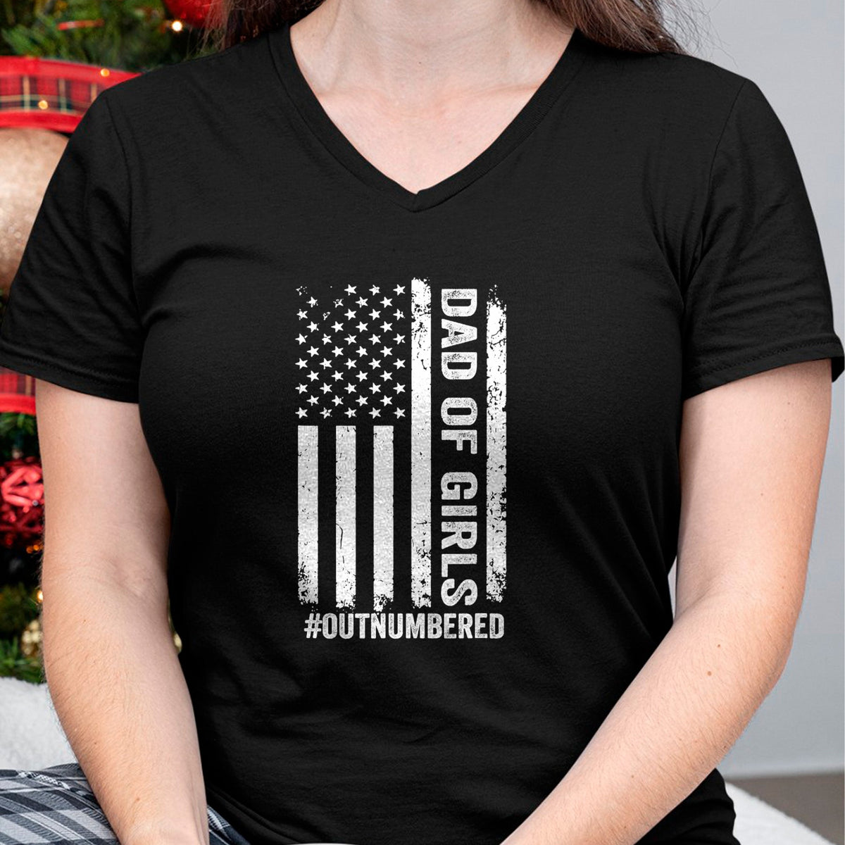 Gift for Dad Shirt, Funny Dad Unisex T-Shirt/Hoodie/Sweatshirt HLT00 – Proud Dad of Girl Outnumbered American Flag Father_s Day T-Shirt