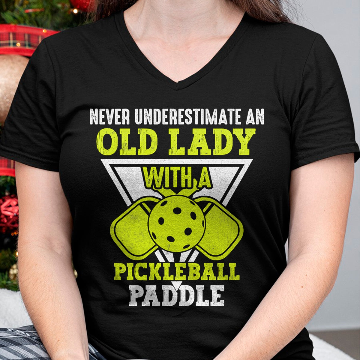 Funny Pickleball Shirt, Pickleball Lover Unisex T-Shirt/Hoodie/Sweatshirt HLT00 - Never underestimate an old lady with a pickleball paddle T-Shirt