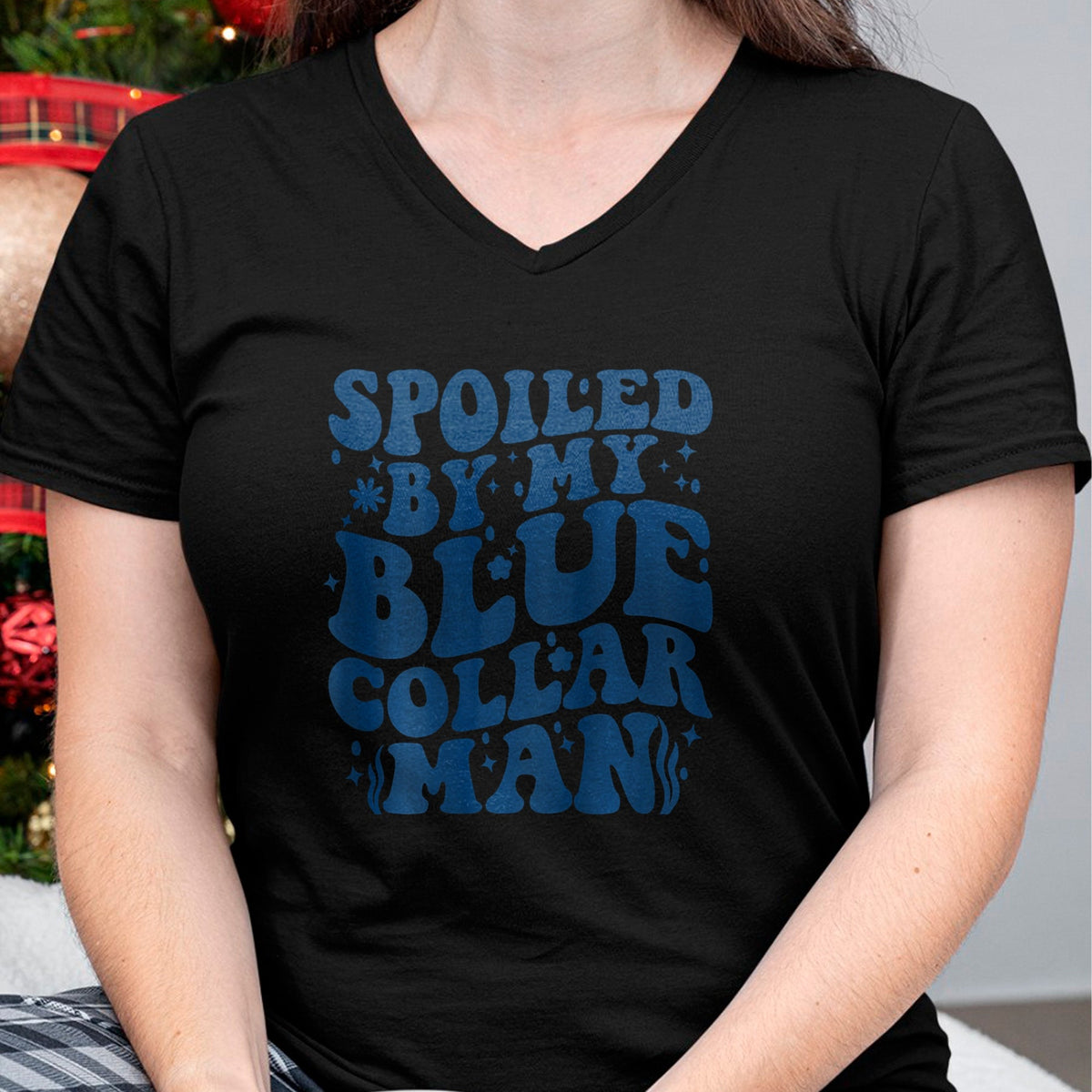 Best Wife Shirt, Wife and Husband Unisex T-Shirt/Hoodie/Sweatshirt HLT00 - Gift for wife T shirt, spoiled wife   Spoiled By My Blue Collar Man (on back) T-Shirt