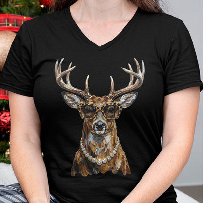 Best Thanksgiving Family Shirt , Funny Thanksgiving UnisexT-Shirt/Hoodie/Sweatshirt HLT00 - Glam Whitetail Deer Wearing Sunglasses Necklace Hunting T-Shirt