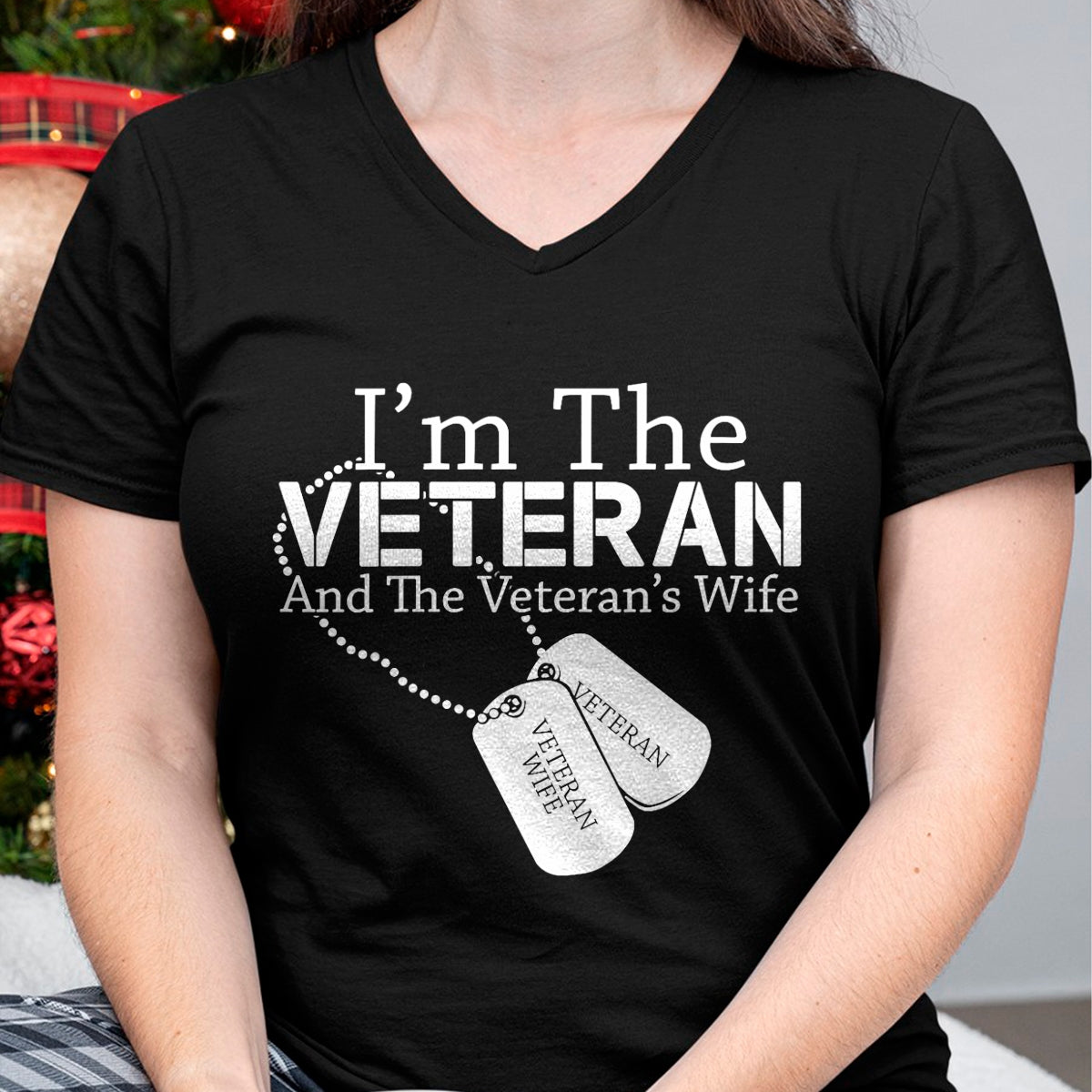 Proud Veteran Shirt, Funny Veteran UnisexT-Shirt/Hoodie/Sweatshirt HLT00 - Womens I Am The Veteran Veterans Day US Military Patriotic V-Neck T-Shirt