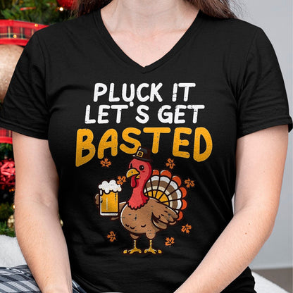 Best Thanksgiving Family Shirt , Funny Thanksgiving UnisexT-Shirt/Hoodie/Sweatshirt HLT00 - Thanksgiving Pluck It Lets Get Basted Funny Fall Dad Men T-Shirt, Men, Black, 3X-Large