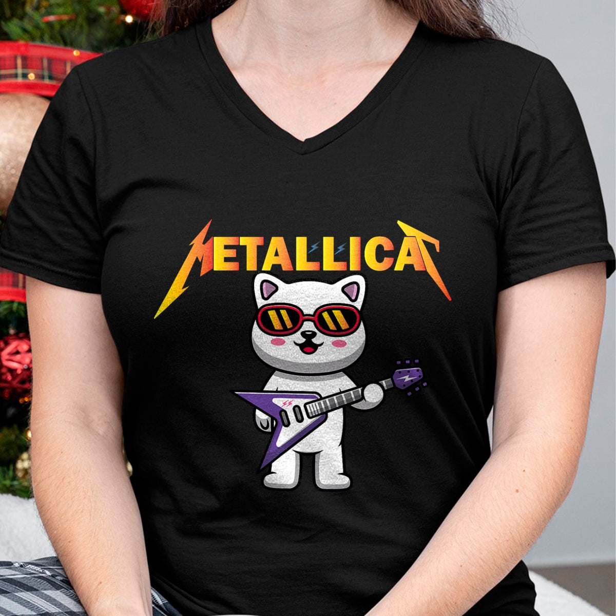 Guitar Lover Shirt, Funny Guitar UnisexT-Shirt/Hoodie/Sweatshirt HLT00 - Metallicat- Funny Cat Rock Cat Playing Guitar T-Shirt for Men Women Girls Kids