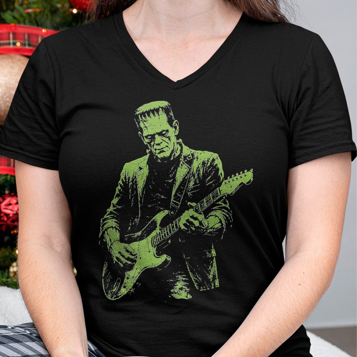 Guitar Lover Shirt, Funny Guitar UnisexT-Shirt/Hoodie/Sweatshirt HLT00 - Frankenstein Playing Guitar T-Shirt, Men, Black, X-Large
