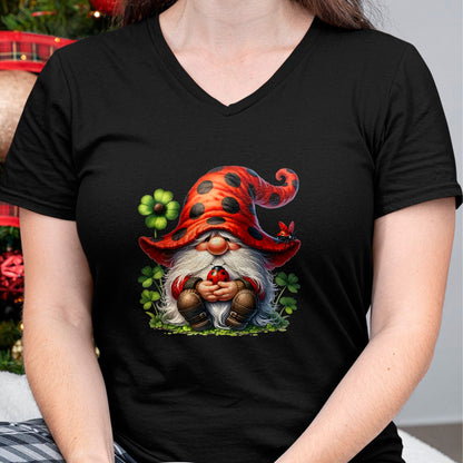 Gift for Mom Shirt, Funny Mom Unisex T-Shirt/Hoodie/Sweatshirt HLT00 - Ladybug Gnome For Lucky Mom And Dad Life With Shamrocks T-Shirt