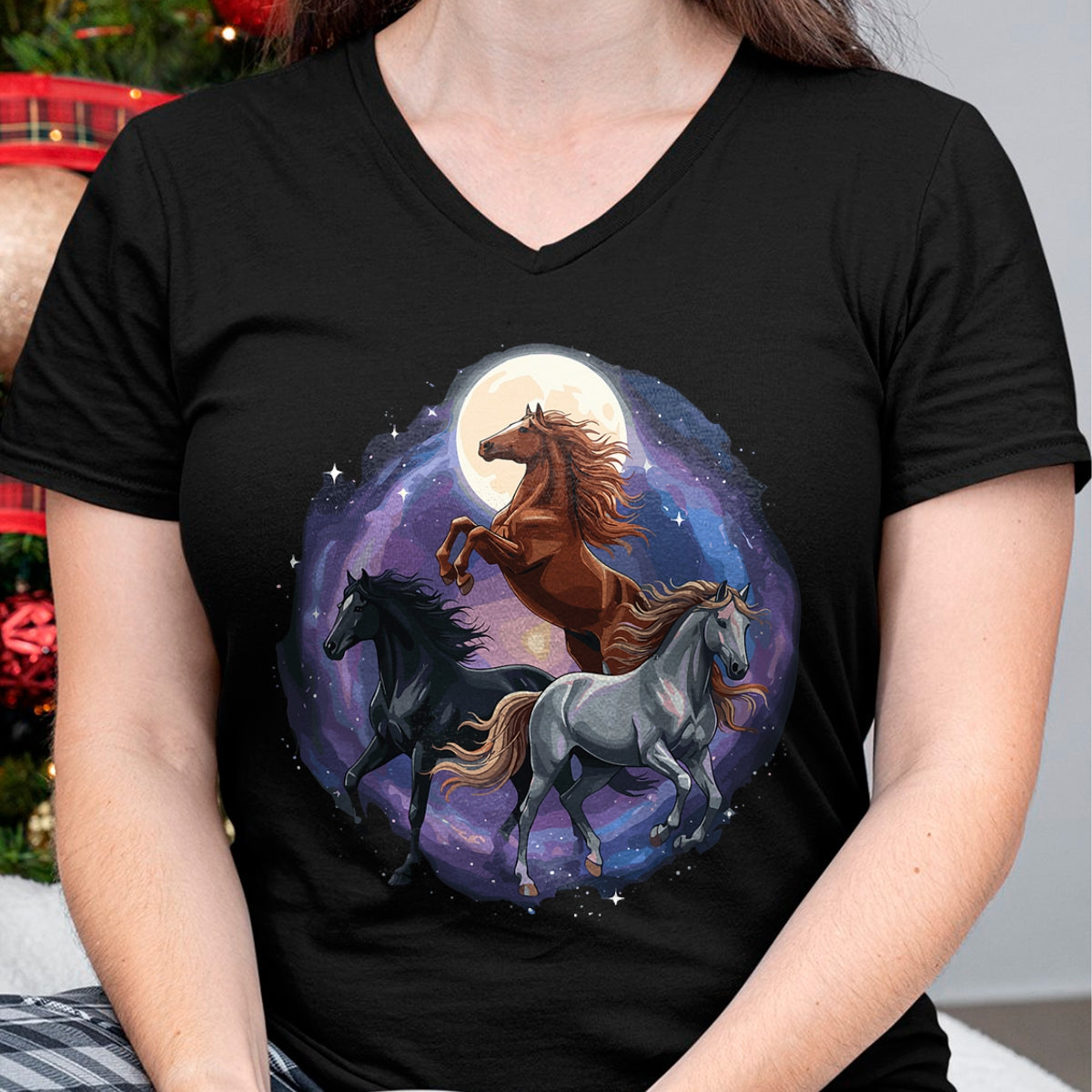Best Horse Lover Shirt , Funny Horse UnisexT-Shirt/Hoodie/Sweatshirt HLT00 - Three Moon Funny Horse Shirt Space Galaxy Horses Graphic T-Shirt