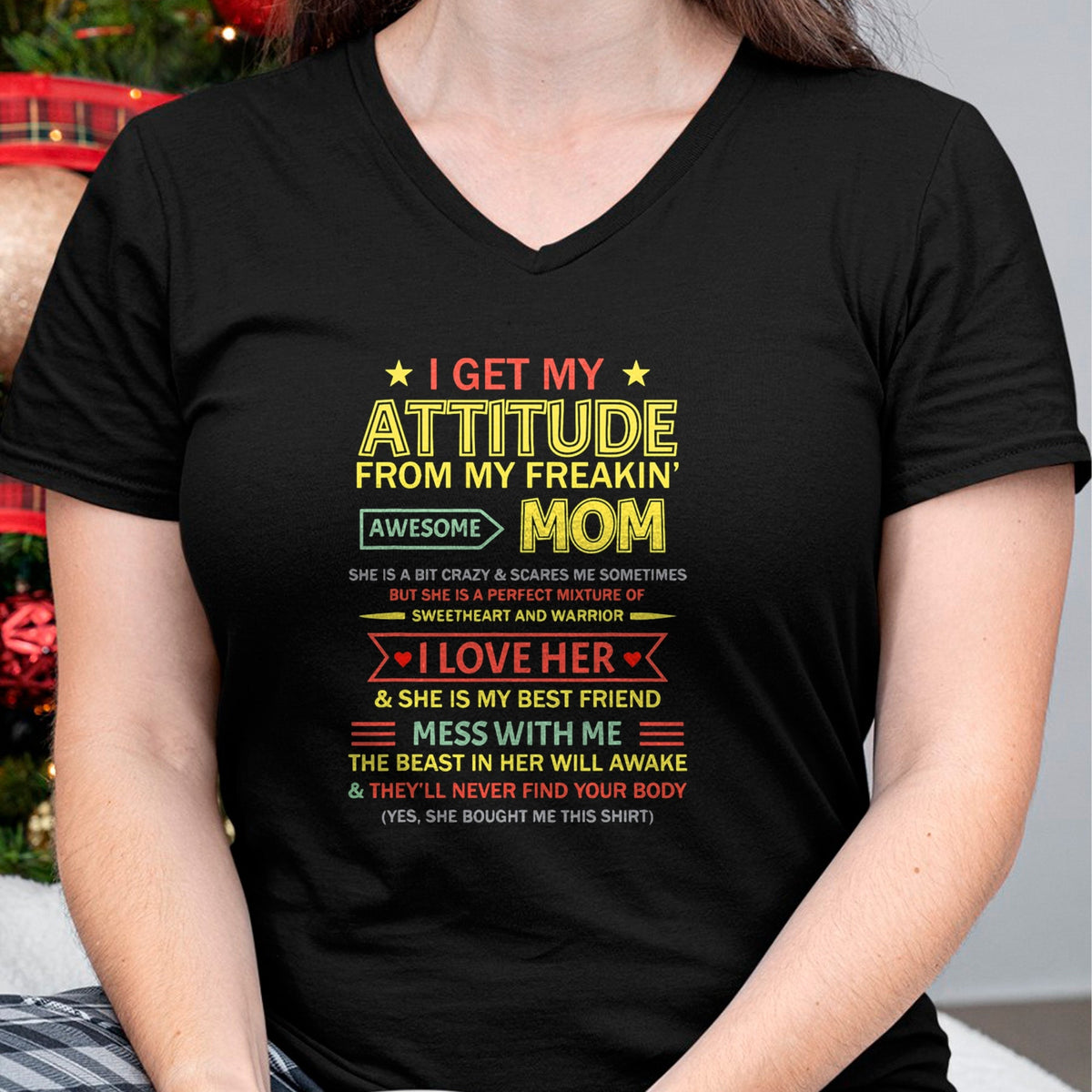 Gift for Mom Shirt, Funny Mom Unisex T-Shirt/Hoodie/Sweatshirt HLT00 - I Get My Attitude From My Freaking Awesome Mom Mother_s Day T-Shirt