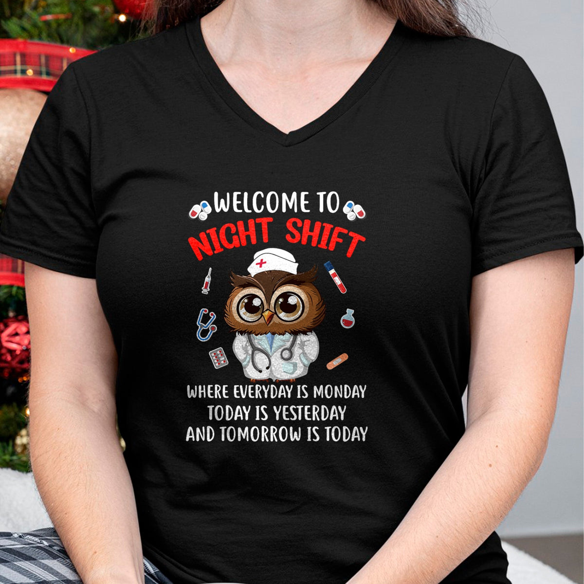 Funny Nurse Shirt, Nurse Unisex T-Shirt/Hoodie/Sweatshirt HLT00 - Owl Night Shift Funny Nurse Nursing Rn Lpn Cna For Men Women T-Shirt