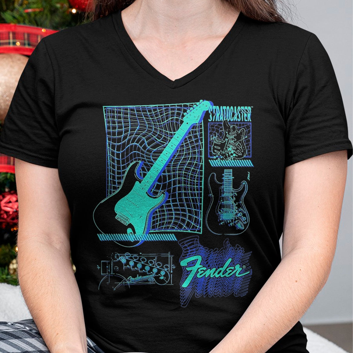 Guitar Lover Shirt, Funny Guitar UnisexT-Shirt/Hoodie/Sweatshirt HLT00 - Fender Stratocaster Guitar Schematic Poster T-Shirt, Men, Black, XX-Large
