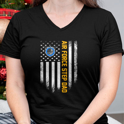 Gift for Dad Shirt, Funny Dad Unisex T-Shirt/Hoodie/Sweatshirt HLT00 – Vintage USA American Flag Proud Air Force Veteran Step Dad T-Shirt