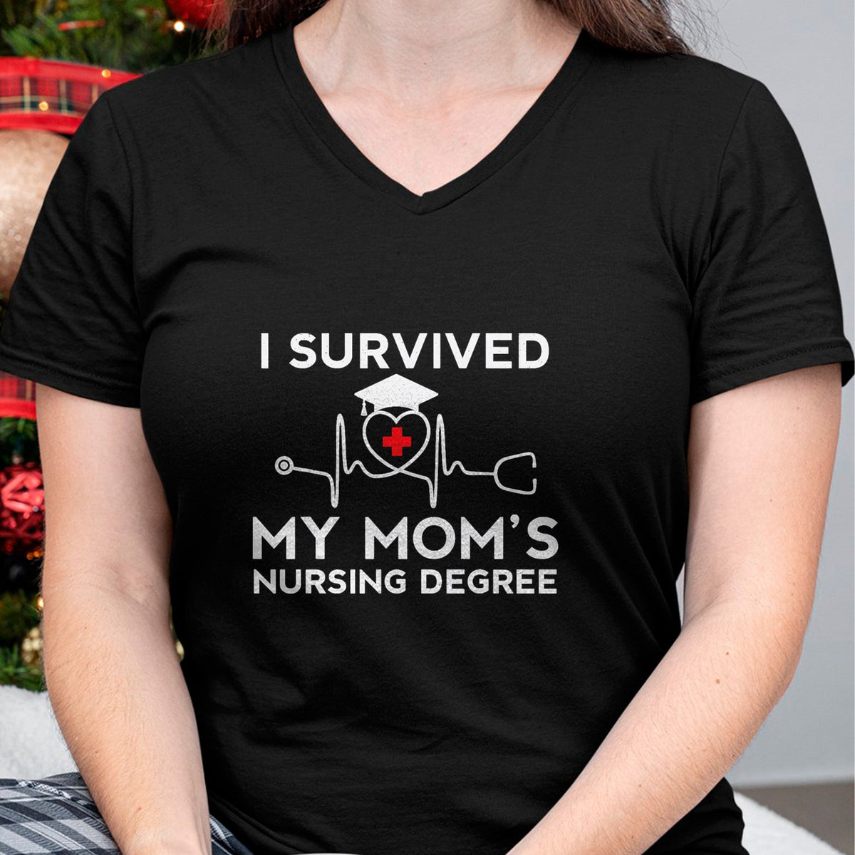 Funny Nurse Shirt, Nurse Unisex T-Shirt/Hoodie/Sweatshirt HLT00 - I survived My Mom's Nursing Degree, Proud Son Daughter Nurse T-Shirt