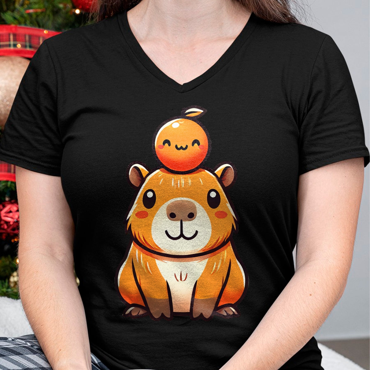 Cute Capybara Shirt, Funny Capybara Unisex T-Shirt/Hoodie/Sweatshirt HLT00 - Kawaii Capybara Orange Long Sleeve T-Shirt