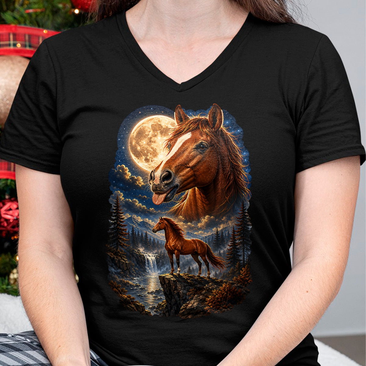 Best Horse Lover Shirt , Funny Horse UnisexT-Shirt/Hoodie/Sweatshirt HLT00 - Funny Horse Howling to The Moon Meme Mystical Horse Art T-Shirt