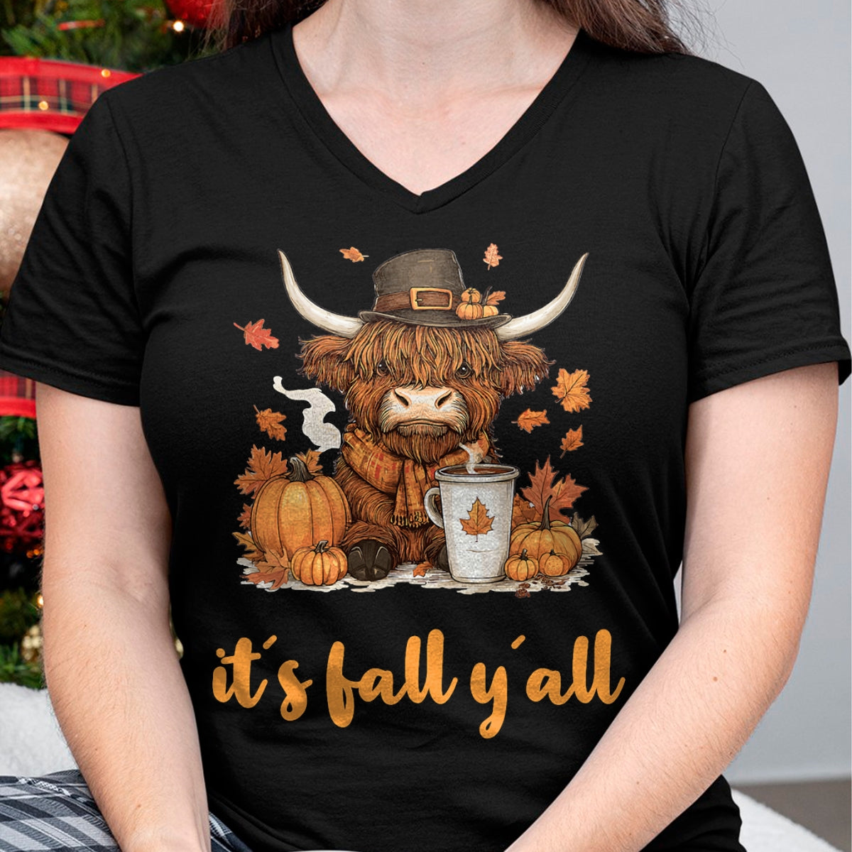 Best Thanksgiving Family Shirt , Funny Thanksgiving UnisexT-Shirt/Hoodie/Sweatshirt HLT00 - Scottish Highland Cow Fall Thanksgiving it´s Fall yáll T-Shirt