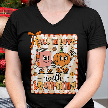 Best Thanksgiving Family Shirt , Funny Thanksgiving UnisexT-Shirt/Hoodie/Sweatshirt HLT00 - Pumpkin Teacher Preppy Fall in Love with Learning Autumn T-Shirt