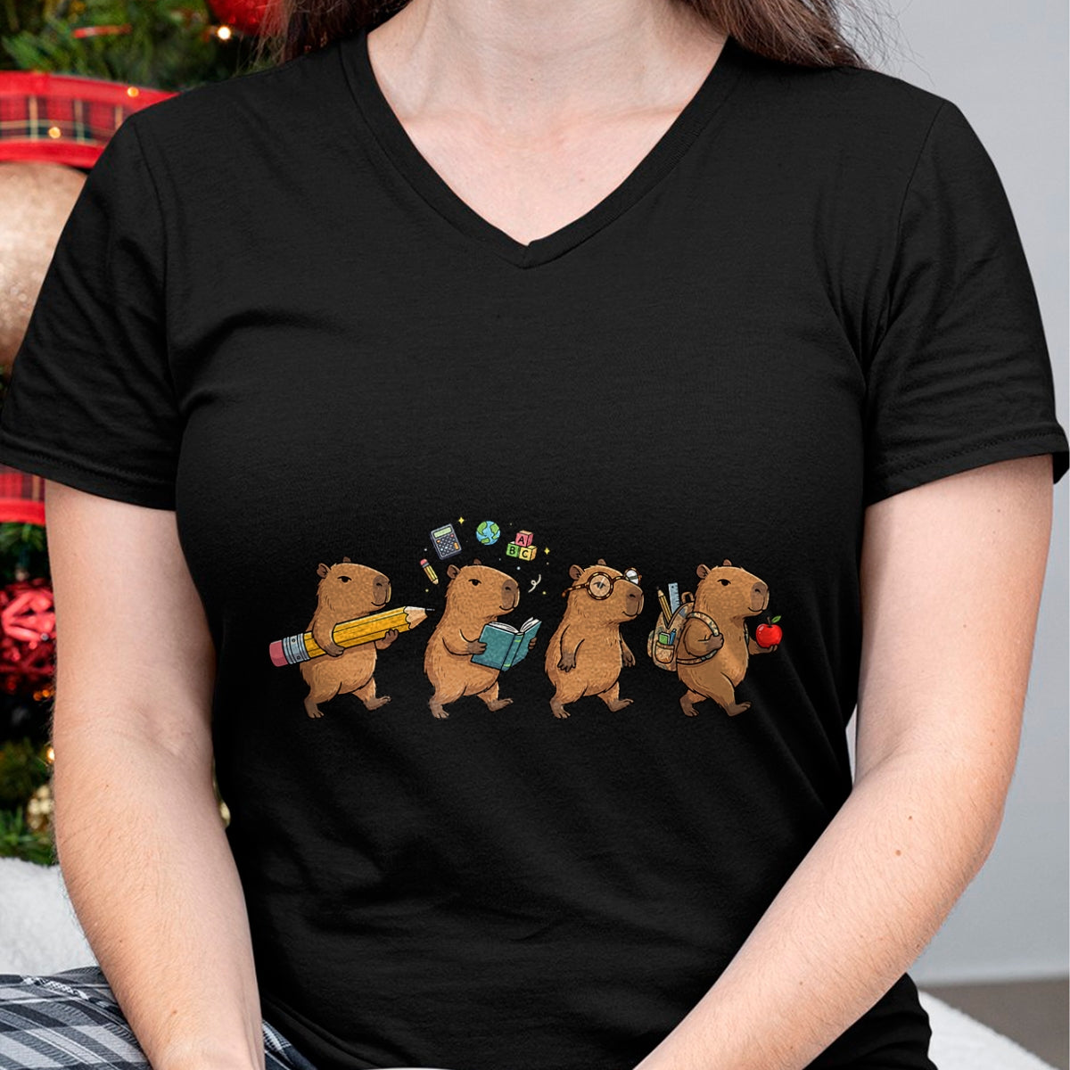 Cute Capybara Shirt, Funny Capybara Unisex T-Shirt/Hoodie/Sweatshirt HLT00 - Funny Capybara Back to School Teacher Student T-Shirt