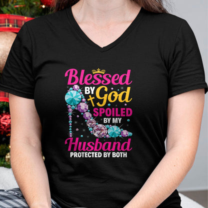 Best Wife Shirt, Wife and Husband Unisex T-Shirt/Hoodie/Sweatshirt HLT00 - Gift for wife T shirt, spoiled wife   Christian Wife Jesus Blessed By God Spoiled By My Husband T-Sh
