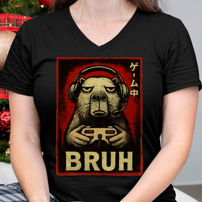Cute Capybara Shirt, Funny Capybara Unisex T-Shirt/Hoodie/Sweatshirt HLT00 - Funny Capybara Gamer Bruh Graphic Tee Men Boys Teens Gaming T-Shirt