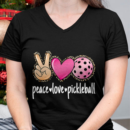 Funny Pickleball Shirt, Pickleball Lover Unisex T-Shirt/Hoodie/Sweatshirt HLT00 - Peace Love Pickleball Cute Pickleball Lover Women Girls T-Shirt