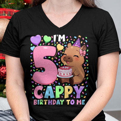 Cute Capybara Shirt, Funny Capybara UnisexT-Shirt/Hoodie/Sweatshirt HLT00 - Capybara Birthday Shirt 5 Kawaii Girl Capybara 5th Birthday T-Shirt