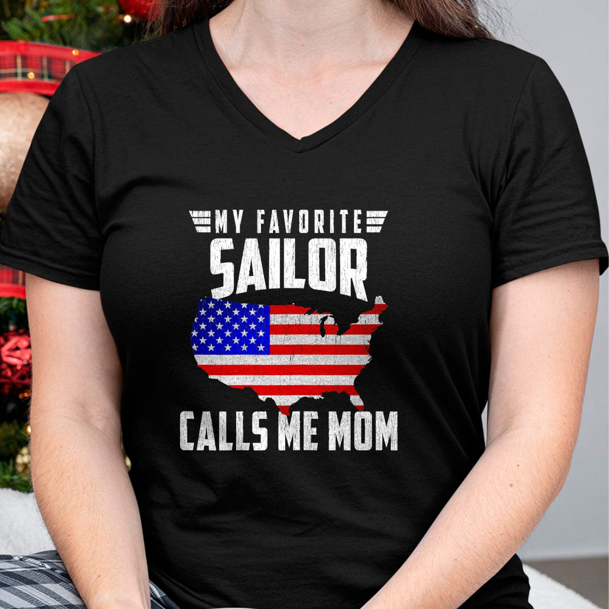Gift for Mom Shirt, Funny Mom Unisex T-Shirt/Hoodie/Sweatshirt HLT00 - My Favorite Sailor Calls Me Mom USA American Flag T-Shirt