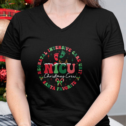 Funny Nurse Shirt, Nurse Unisex T-Shirt/Hoodie/Sweatshirt HLT00 - NICU Christmas Crew NICU Nurse Santa Favorite Xmas Costume T-Shirt