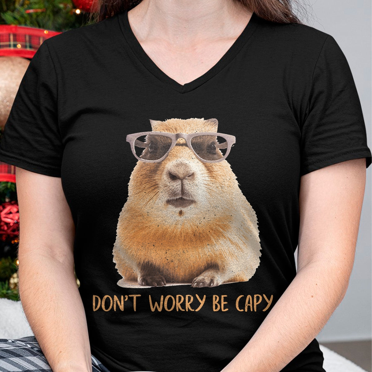 Cute Capybara Shirt, Funny Capybara Unisex T-Shirt/Hoodie/Sweatshirt HLT00 - Funny Graphic Don_t Worry Be Capy Capybara T-Shirt
