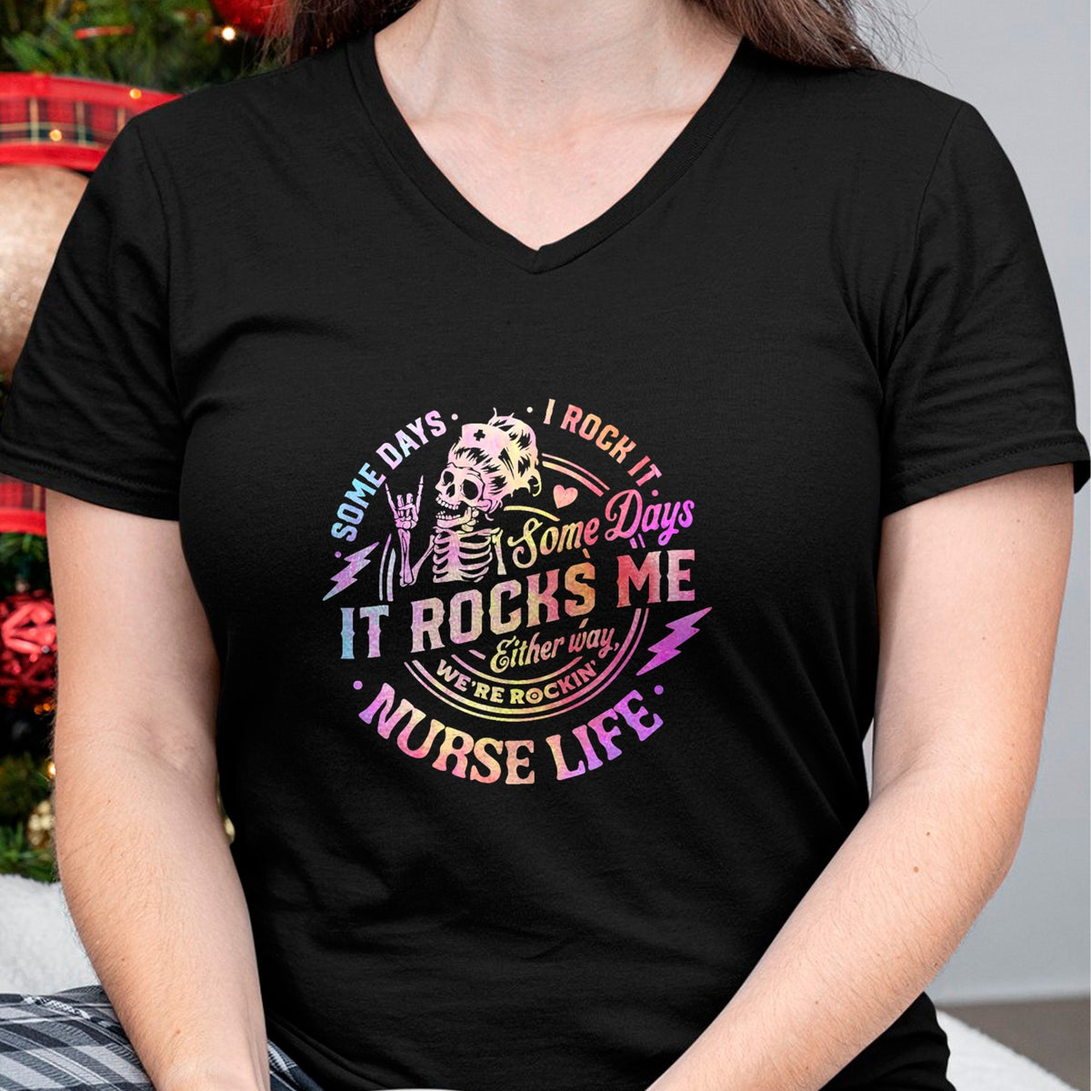 Funny Nurse Shirt, Nurse Unisex T-Shirt/Hoodie/Sweatshirt HLT00 - Tie Dye Some Days I Rock It Some Days It Rocks Me Nurse Life T-Shirt (1)