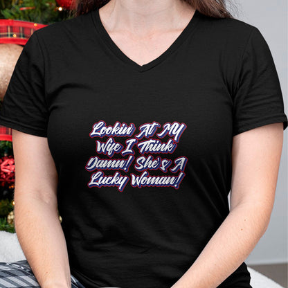 Best Wife Shirt, Wife and Husband Unisex T-Shirt/Hoodie/Sweatshirt HLT00 - Gift for wife T shirt, lucky wife   Funny Teaser Shirts - My Wife Is A Lucky Woman T-Shirt