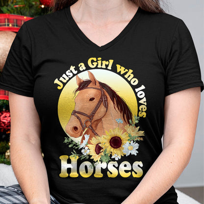 Best Horse Lover Shirt , Funny Horse UnisexT-Shirt/Hoodie/Sweatshirt HLT00 - Just A Girl Who Loves Horses - Riding Girls T-Shirt Small