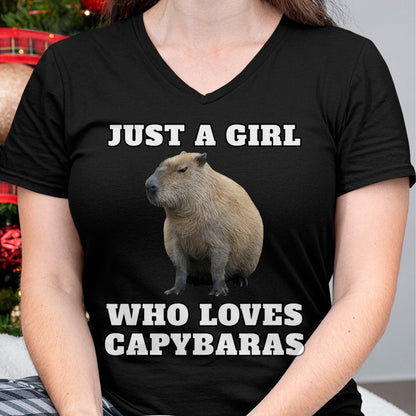 Cute Capybara Shirt, Funny Capybara Unisex T-Shirt/Hoodie/Sweatshirt HLT00 - Just a Girl Who Loves Capybara Long Sleeve T-Shirt