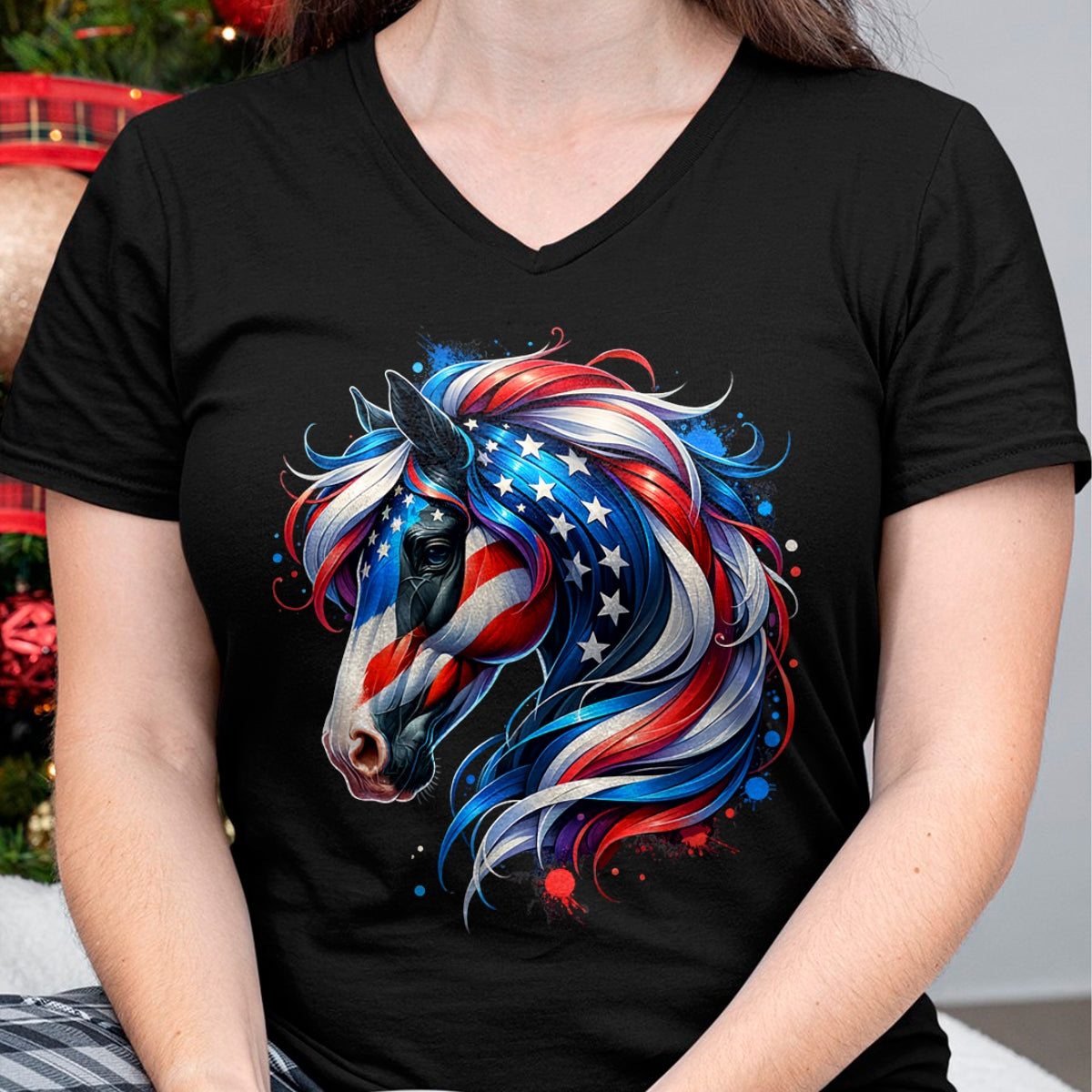 Best Horse Lover Shirt , Funny Horse UnisexT-Shirt/Hoodie/Sweatshirt HLT00 - Horse 4th of July Patriotic Horse Graphic American Flag T-Shirt