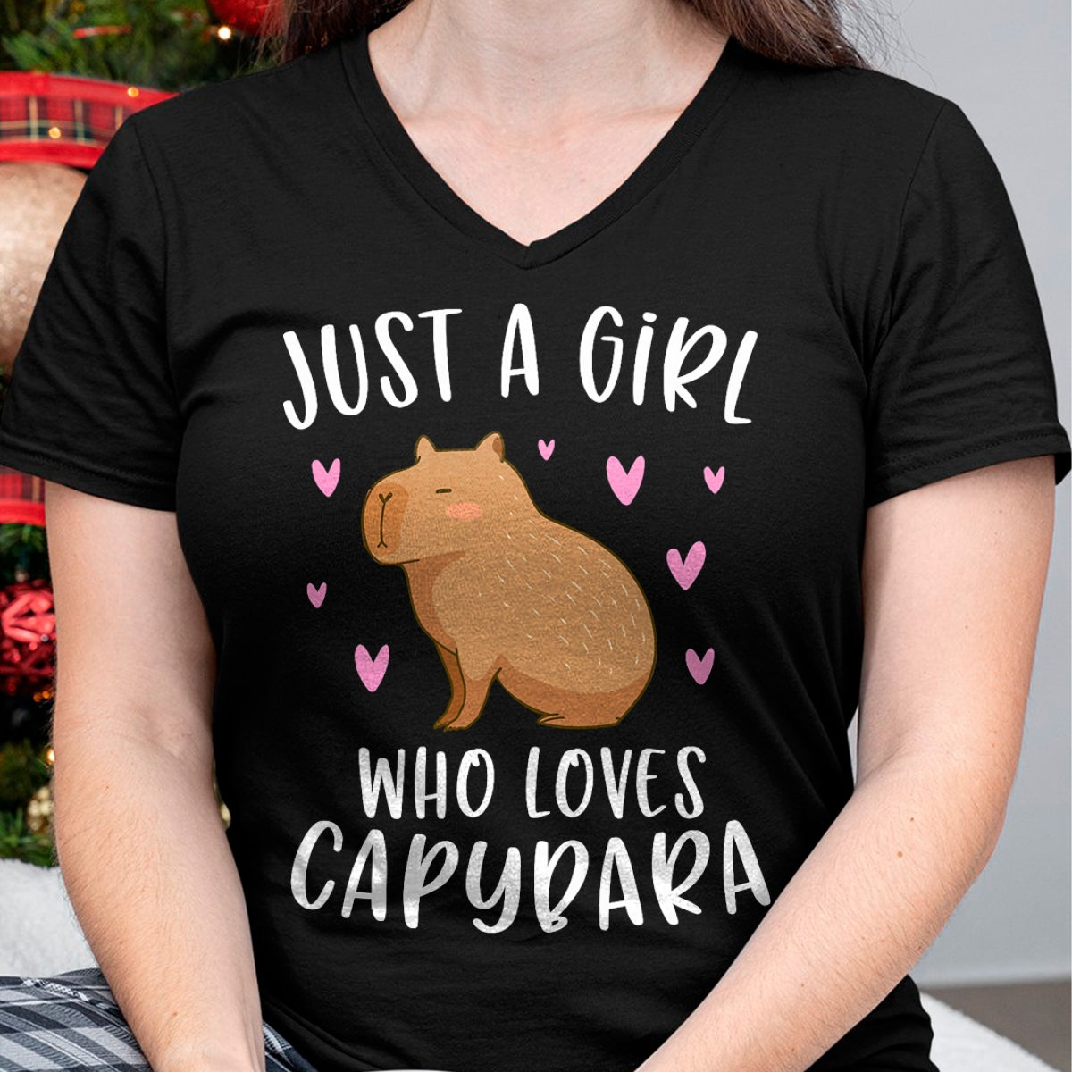 Cute Capybara Shirt, Funny Capybara Unisex T-Shirt/Hoodie/Sweatshirt HLT00 - Cute Capybara Just A Girl Who Loves Capybara T-Shirt