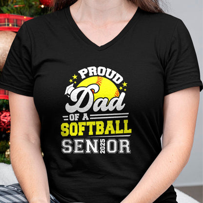 Gift for Dad Shirt, Funny Dad Unisex T-Shirt/Hoodie/Sweatshirt HLT00 – Proud Dad Of A Softball Senior 2025 Graduate T-Shirt