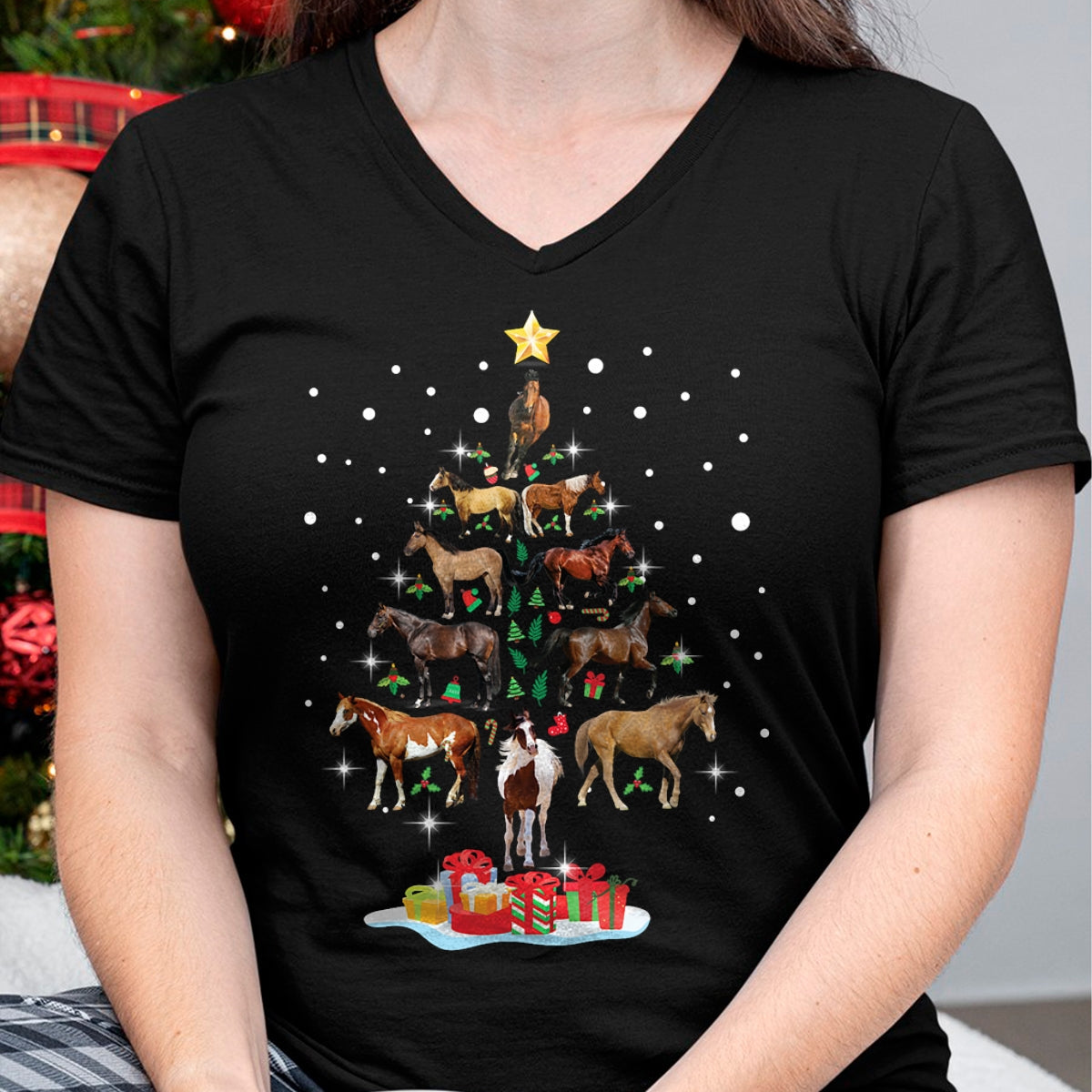 Best Horse Lover Shirt , Funny Horse UnisexT-Shirt/Hoodie/Sweatshirt HLT00 - Horse Tree Christmas Horses Xmas Gifts for Women Girls T-Shirt