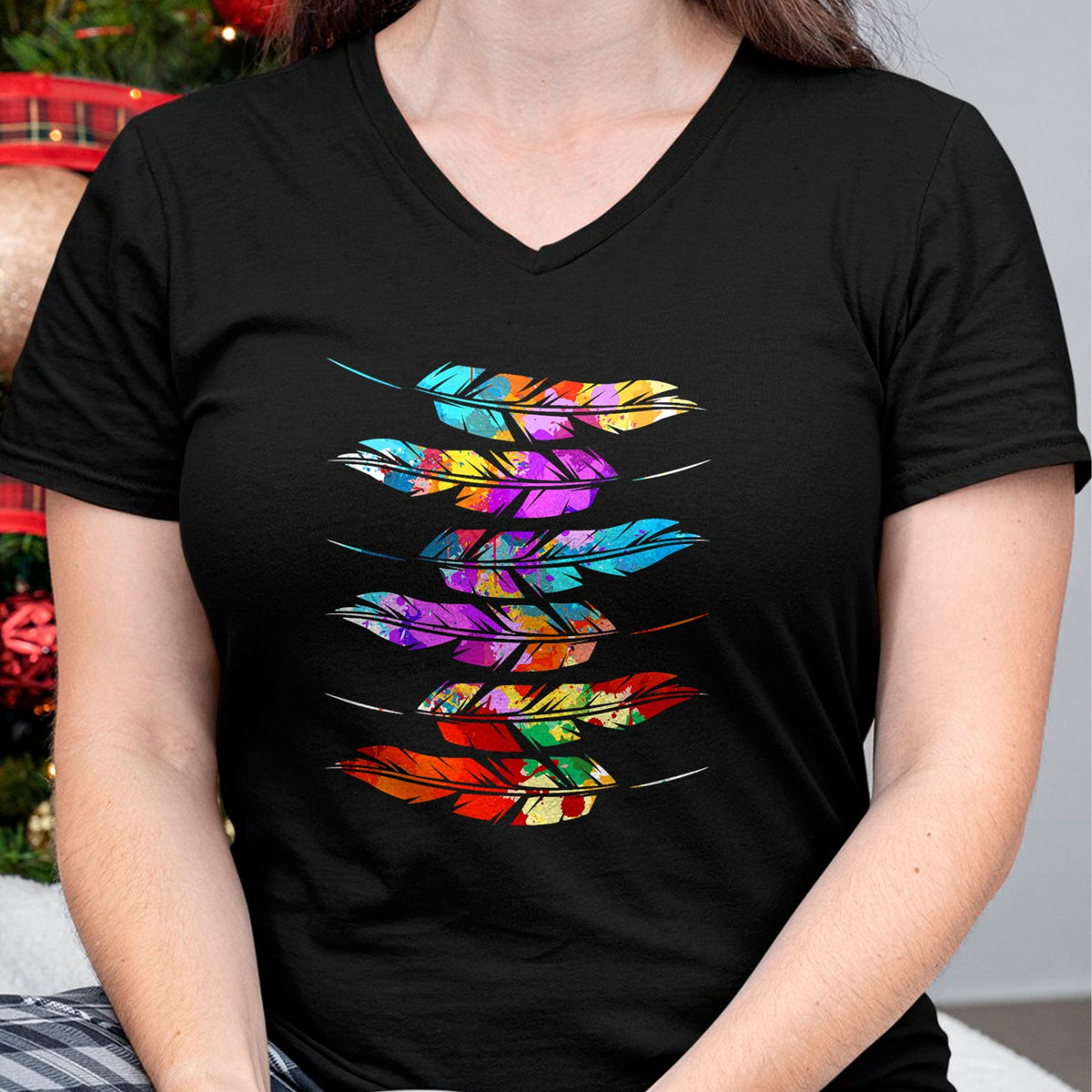 Native American T-Shirts, Vintage Native American Unisex T-Shirt/Hoodie/Sweatshirt HLT00 - Colorful Feathers American Indian Pride Native American