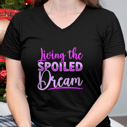 Best Wife Shirt, Wife and Husband Unisex T-Shirt/Hoodie/Sweatshirt HLT00 - Gift for wife T shirt, spoiled wife   Womens Spoiled Wife Living The Spoiled Dream V-Neck T-Shirt (1)