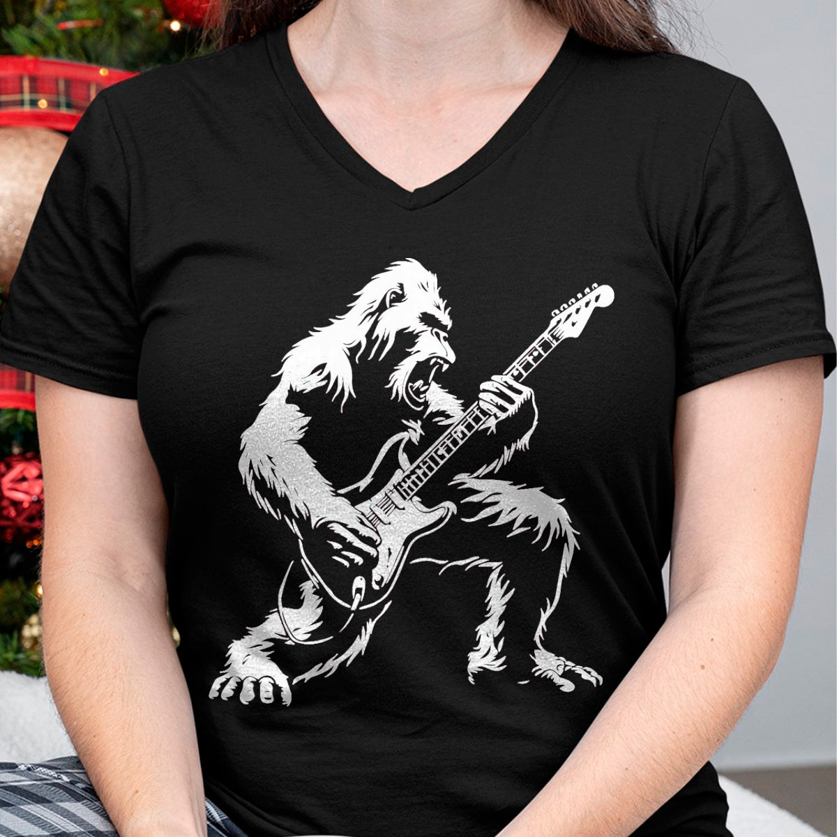 Guitar Lover Shirt, Funny Guitar UnisexT-Shirt/Hoodie/Sweatshirt HLT00 - Bigfoot Playing Guitar Rock Music Band Sasquatch T-Shirt, Men, Black, 3X-Large