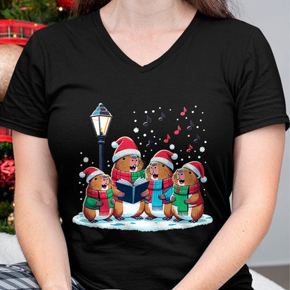 Cute Capybara Shirt, Funny Capybara Unisex T-Shirt/Hoodie/Sweatshirt HLT00 - Festive Winter Capybara Christmas T-Shirt