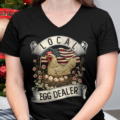 Best Farmer Life Shirt, Funny Farmer UnisexT-Shirt/Hoodie/Sweatshirt HLT00 - Local Egg Dealer  Farm Chicken with American Flag Farmer T-Shirt