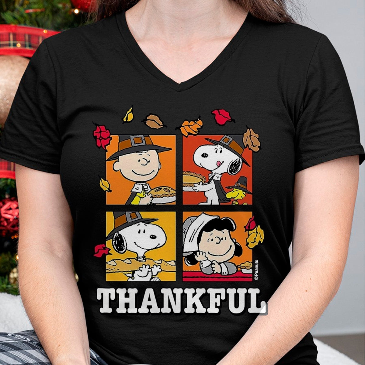 Best Thanksgiving Family Shirt , Funny Thanksgiving UnisexT-Shirt/Hoodie/Sweatshirt HLT00 - Peanuts - Peanuts - Snoopy Charlie Brown Lucy Thankful T-Shirt, Men, Black, 3X-Large