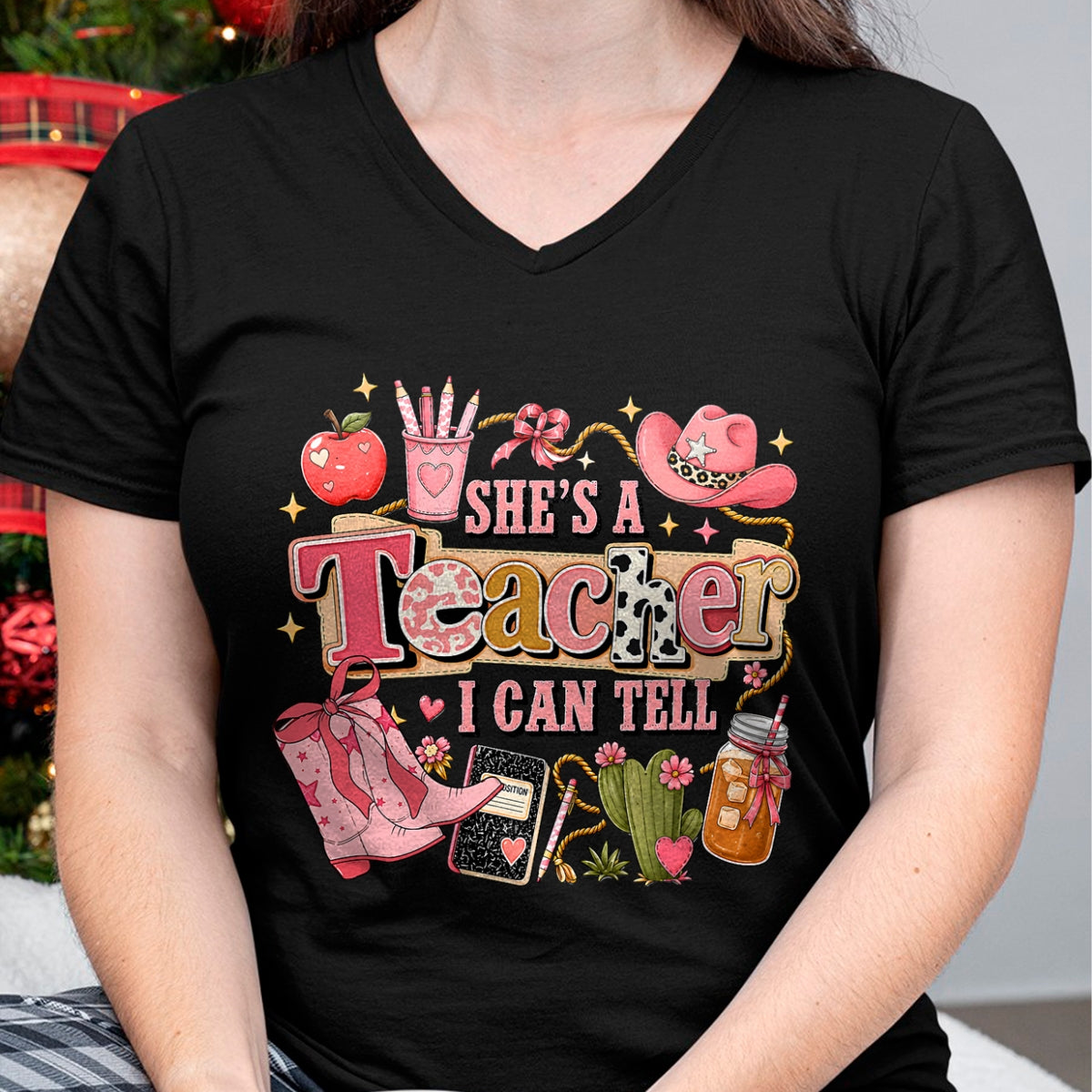 Best Teacher Shirt, Funny Teacher UnisexT-Shirt/Hoodie/Sweatshirt HLT00 - Shes A Teacher I Can Tell Western Classroom Art T-Shirt