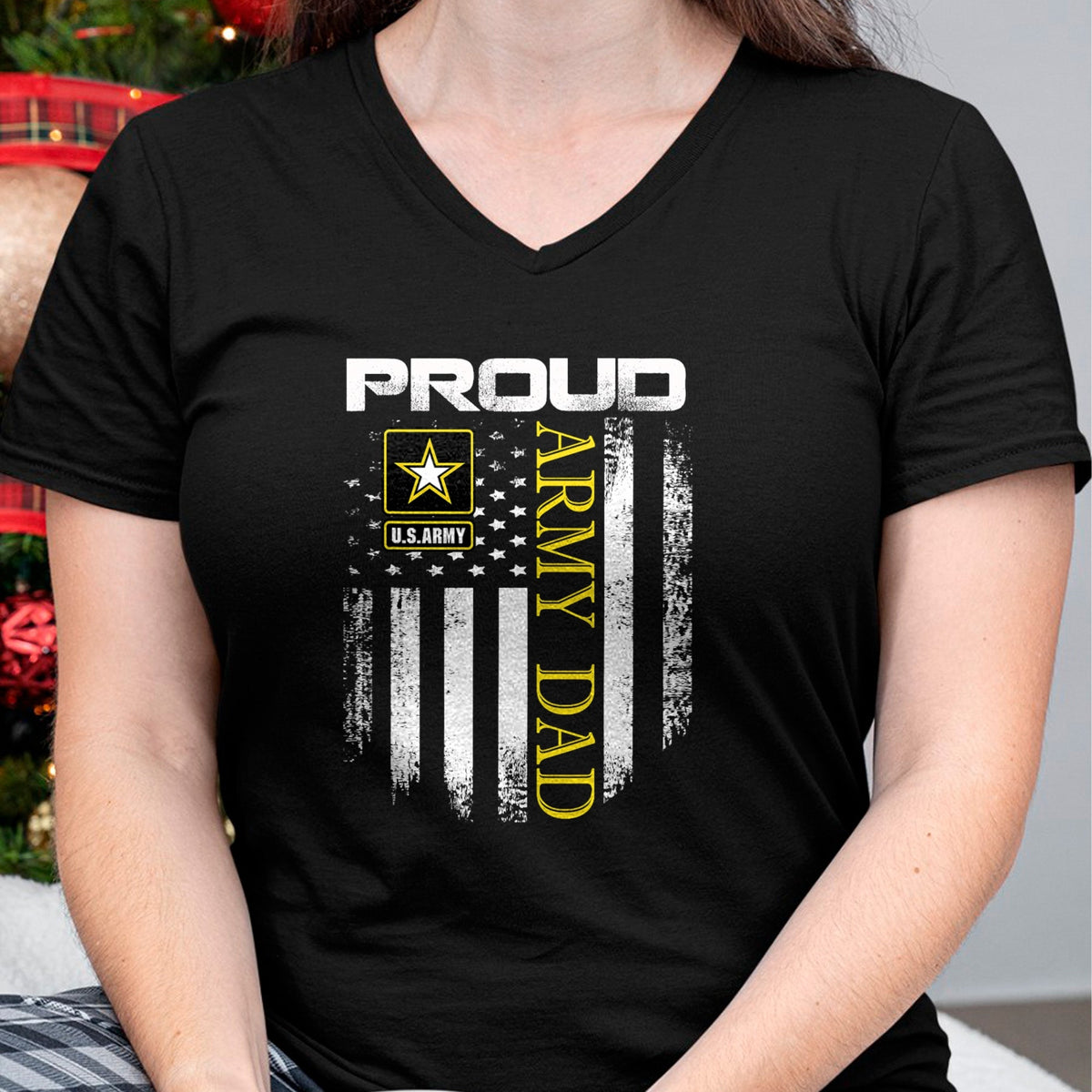Gift for Dad Shirt, Funny Dad Unisex T-Shirt/Hoodie/Sweatshirt HLT00 – Vintage Proud Army Dad With American Flag Gift T-Shirt