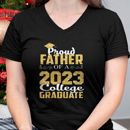 Gift for Dad Shirt, Funny Dad Unisex T-Shirt/Hoodie/Sweatshirt HLT00 – Proud Father Of 2023 Graduate College Shirt Class Graduation T-Shirt