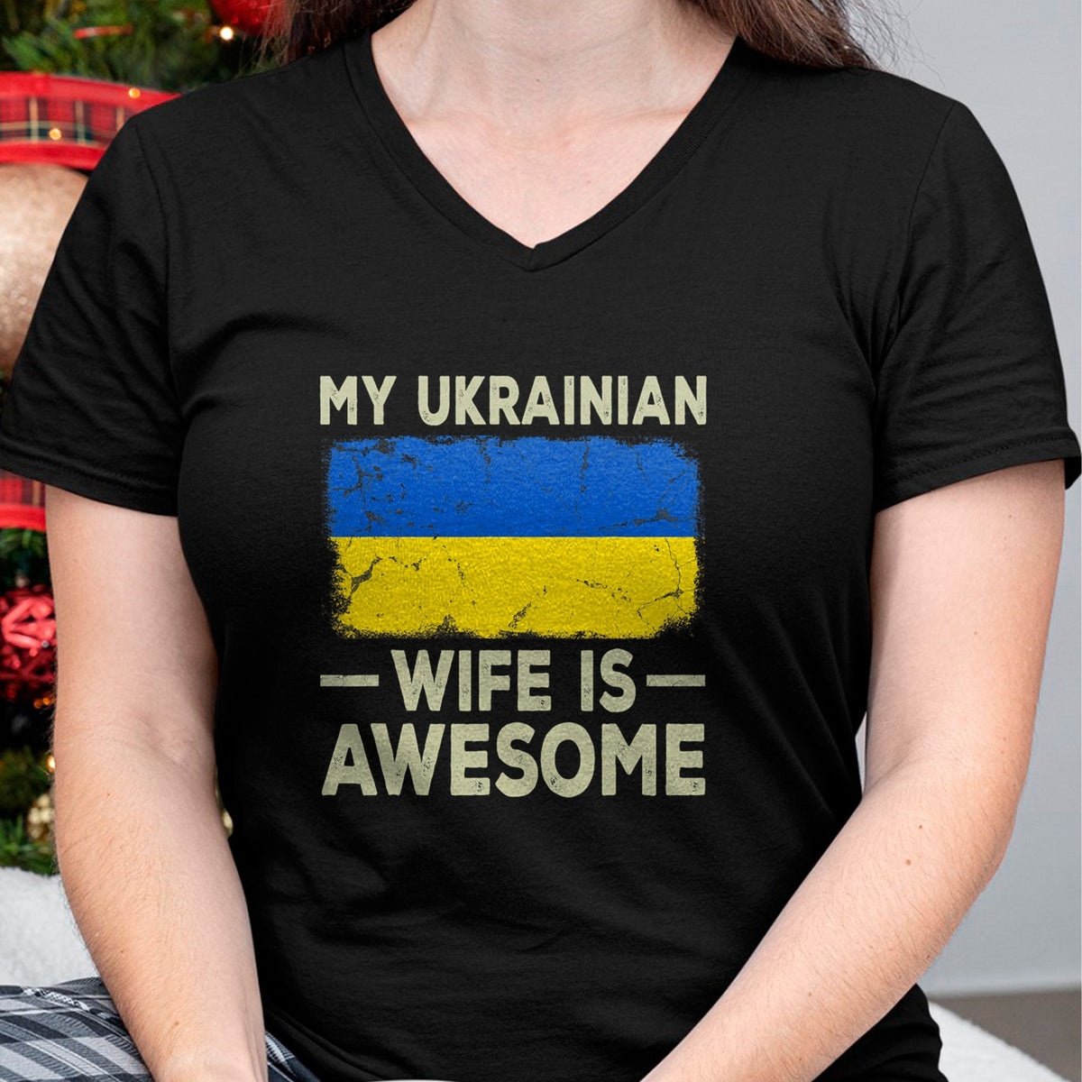 Best Wife Shirt, Wife and Husband Unisex T-Shirt/Hoodie/Sweatshirt HLT00 - My Ukrainian Wife is Awesome Ukraine Flag Funny Husband Wife T-Shirt