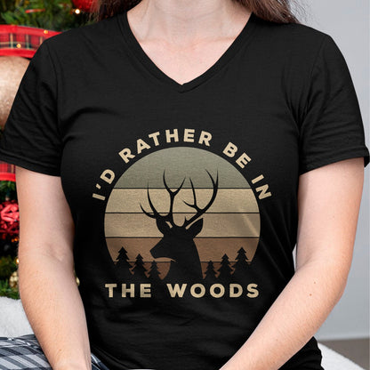 Funny Hunting Shirt, Gift For Hunting Lover Unisex T-Shirt/Hoodie/Sweatshirt HLT00 - I_d Rather Be in The Woods Deer Hunting T-Shirt