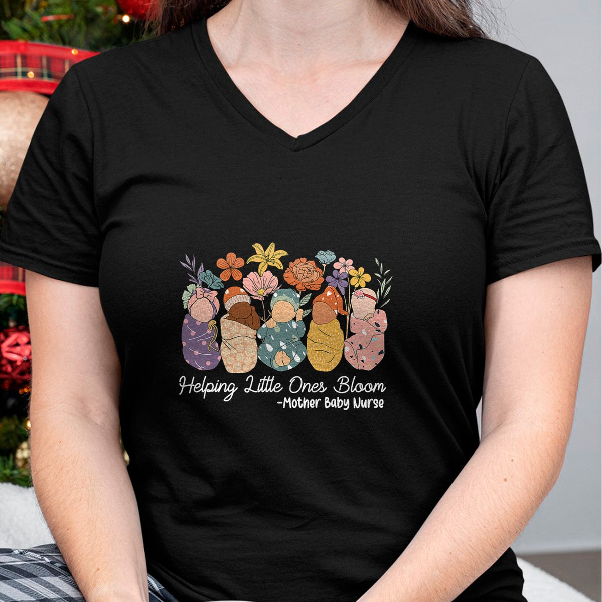 Funny Nurse Shirt, Nurse Unisex T-Shirt/Hoodie/Sweatshirt HLT00 - Groovy Helping Little Ones Bloom Babies Mother Baby Nurse T-Shirt