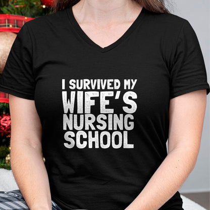 Funny Nurse Shirt, Nurse Unisex T-Shirt/Hoodie/Sweatshirt HLT00 - Survived my wife's nursing school for Husband Nurse T-Shirt