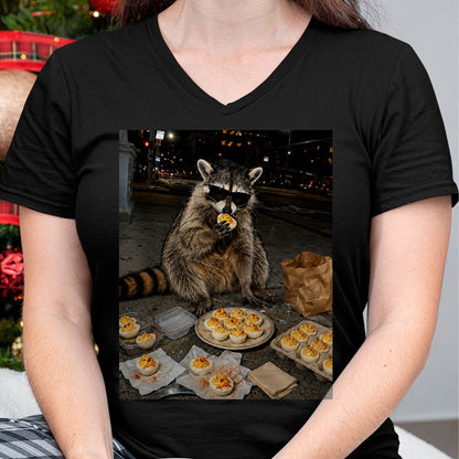 Best Thanksgiving Family Shirt , Funny Thanksgiving UnisexT-Shirt/Hoodie/Sweatshirt HLT00 - Raccoon Eating Deviled Eggs Funny Thanksgiving Humor T-Shirt
